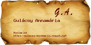 Gulácsy Annamária névjegykártya